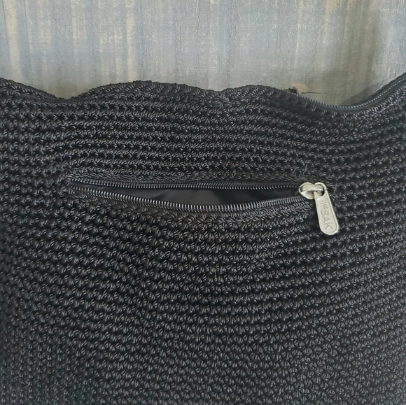 The Sak Black Crochet Boho Hobo Shoulder Hand Bag Purse - Picture 5 of 13